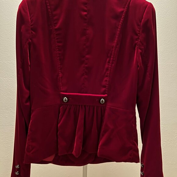 Cache Soft Velvet Red Blazer - Size 2 - Picture 3 of 5